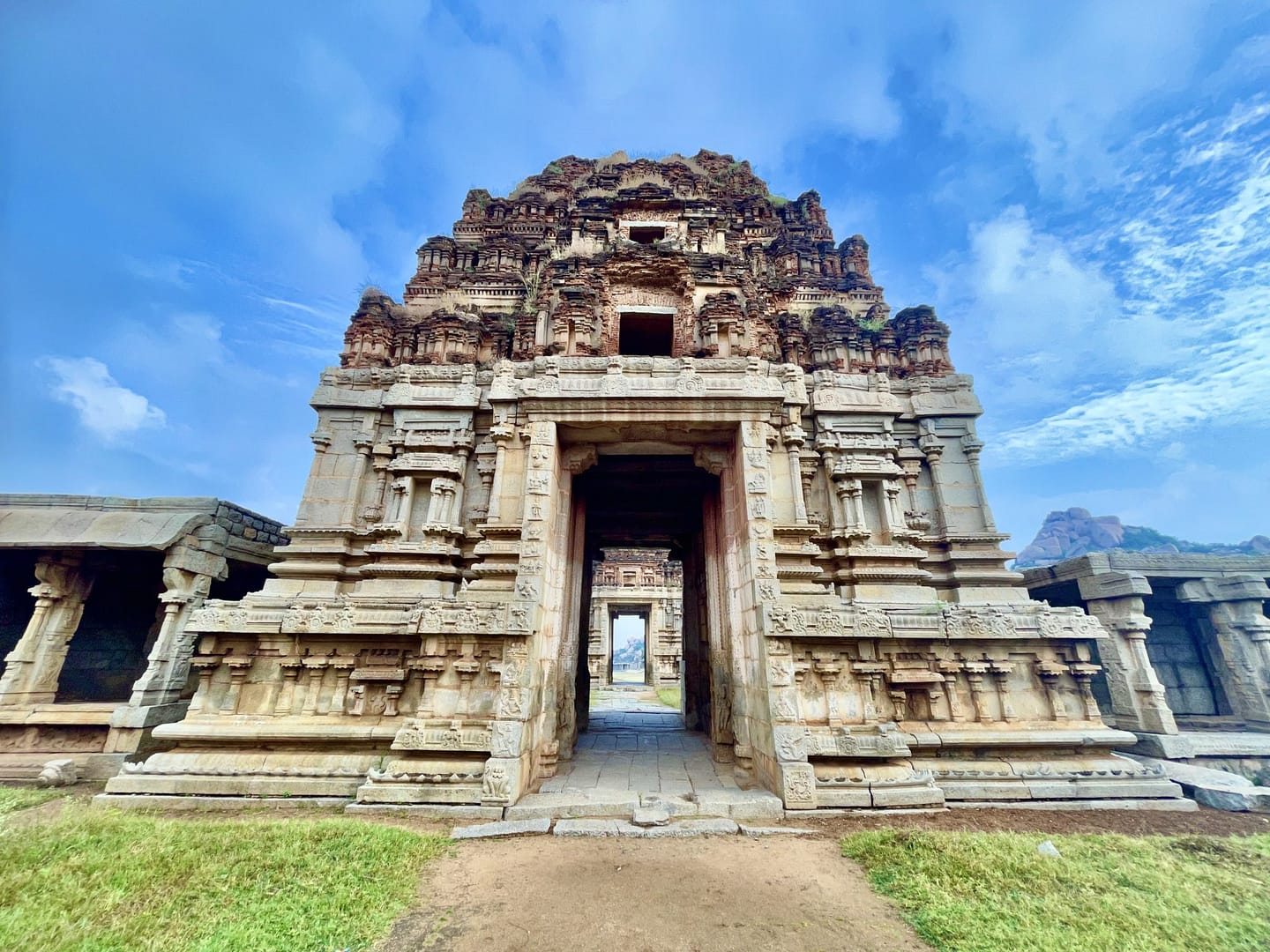The doors to the past glory. A broken temple towers(Gopuram) of Hampi. From Karnataka, India