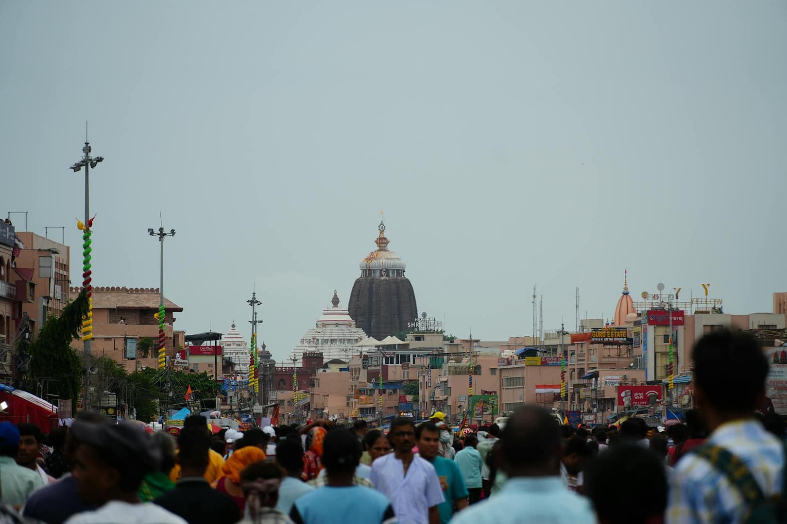 bustling street scene near jagannath temple in puri