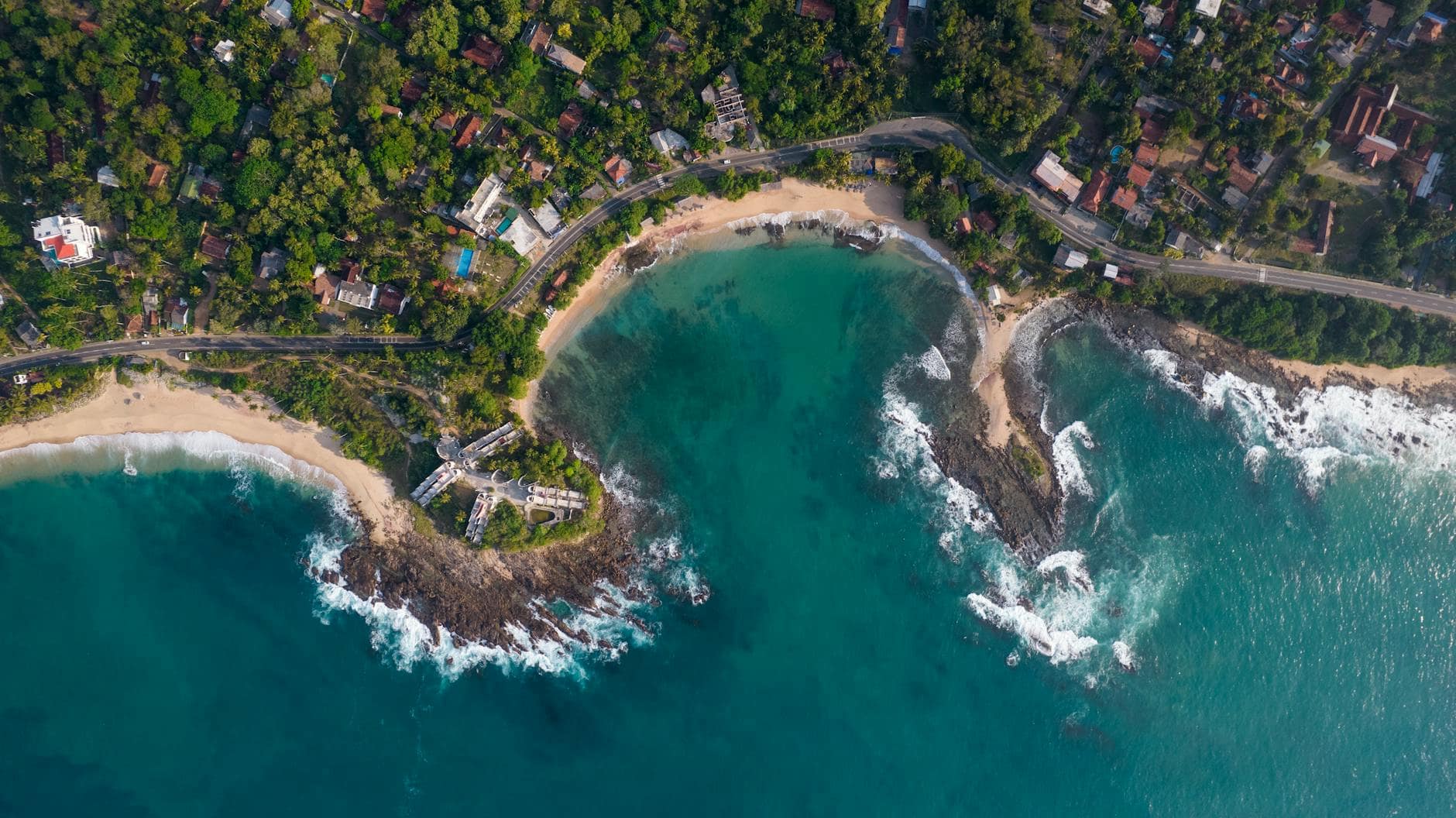 tangalle beach sri lanka drone view