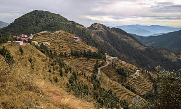 breathtaking mountain view with terraced fields