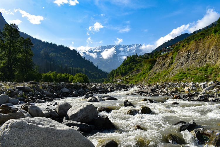 view of a stream in mountains