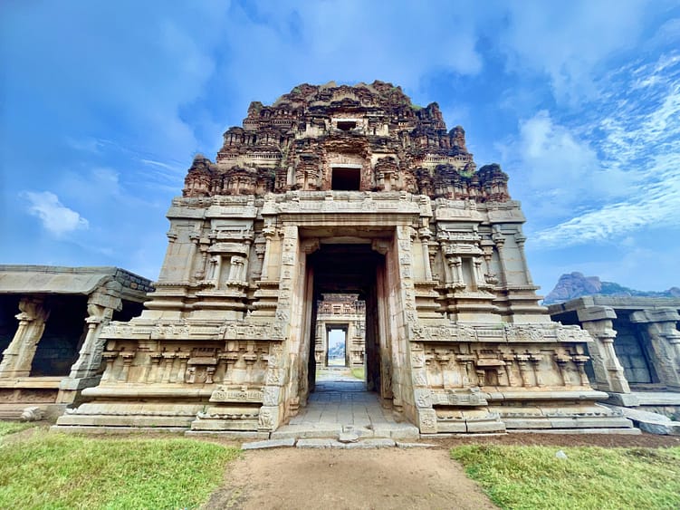 The doors to the past glory. A broken temple towers(Gopuram) of Hampi. From Karnataka, India