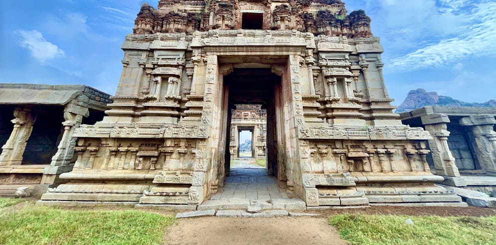 The doors to the past glory. A broken temple towers(Gopuram) of Hampi. From Karnataka, India