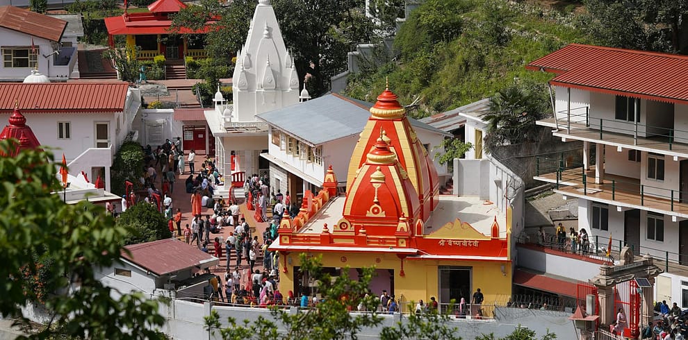 vibrant aerial view of kainchi dham temple complex
